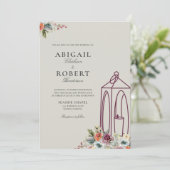 Elegant Candle Lantern Waterverf Floral Wedding Kaart (Staand voorkant)