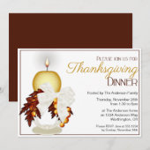 Elegant Candle Thanksgiving Dinner Party nodigt 4 Kaart (Voorkant / Achterkant)
