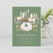 Elegant Candlelight Christmas Dinner Invite Kaart (Staand voorkant)