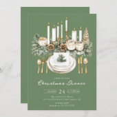 Elegant Candlelight Christmas Dinner Invite Kaart (Voorkant / Achterkant)