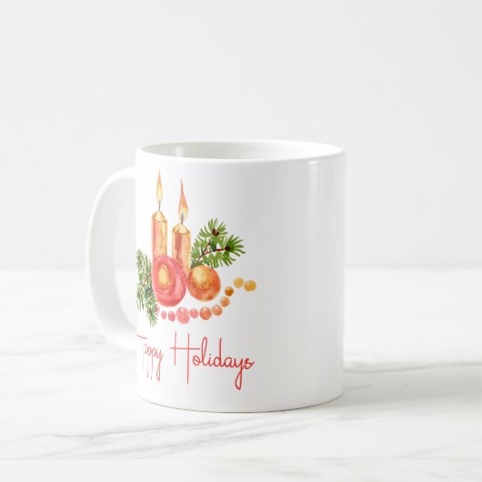 Elegant Candles Holly laat Prettige feestdagen kof Koffiemok (Voorkant links)