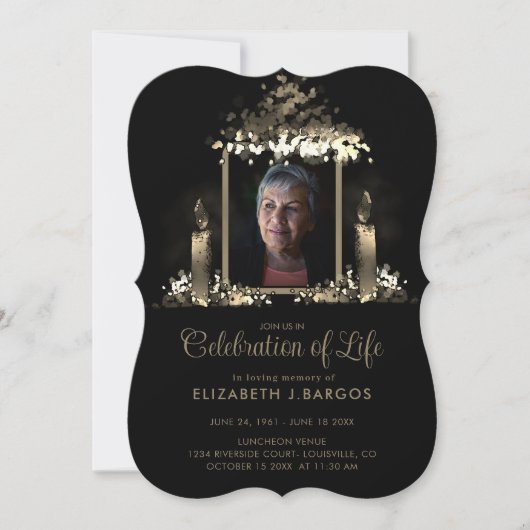 Elegant Candles Lijst Foto's: Levensgeviering Kaart (Voorkant)