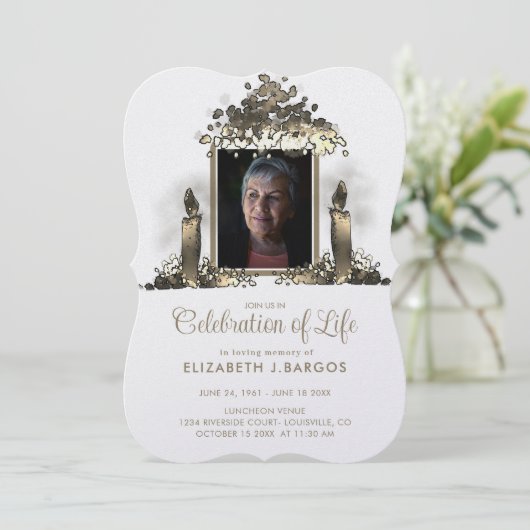 Elegant Candles Lijst Foto's: Levensgeviering Kaart (Staand voorkant)