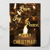 Elegant Candles Real Gold Foil Merry Kerstmis Foi Folie Feestdagenkaart (Voorkant)