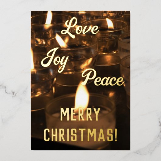 Elegant Candles Real Gold Foil Merry Kerstmis Foi Folie Feestdagenkaart (Voorkant)