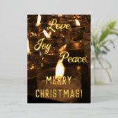Elegant Candles Real Gold Foil Merry Kerstmis Foi Folie Feestdagenkaart (Staand Voorkant)