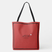 elegant canvas tas van het rode monogram met hart (Achterkant)