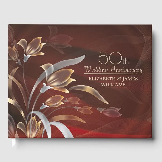 Elegant Caoba | 50e Jubileum "Gold Floral" Gastenboek (Voorkant)
