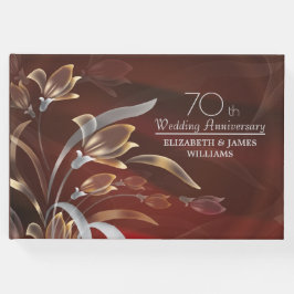 Elegant Caoba Floral 70th Wedding Jubileum Gastenboek