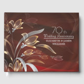 Elegant Caoba Floral 70th Wedding Jubileum Gastenboek (Voorkant)