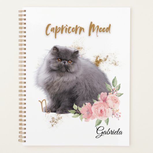 Elegant Capricor Zodiac Cat Planner Notebook (Voorkant)
