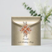 Elegant Caramel Beige Amber Birthday Party Kaart (Staand voorkant)