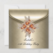 Elegant Caramel Beige Amber Birthday Party Kaart (Voorkant)