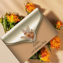 Elegant Caramel Beige Gold Birthday Party Kaart