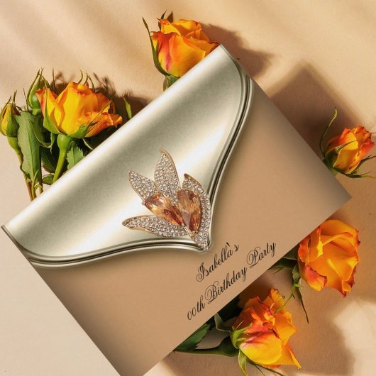 Elegant Caramel Beige Gold Birthday Party Kaart