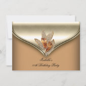 Elegant Caramel Beige Gold Birthday Party Kaart (Voorkant)