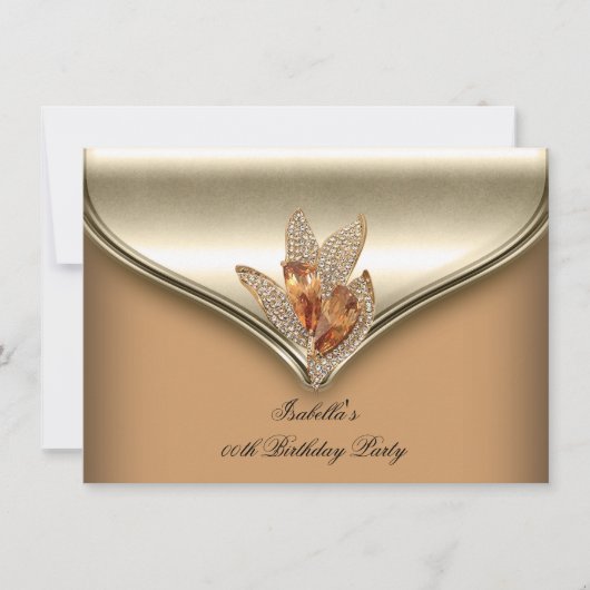 Elegant Caramel Beige Gold Birthday Party Kaart (Voorkant)