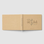Elegant Caramel Botanical Monogram Wedding Gastenboek (Volledig)