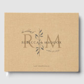 Elegant Caramel Botanical Monogram Wedding Gastenboek (Voorkant)