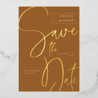 Elegant Caramel Brown Calligrafie bespaart de datu