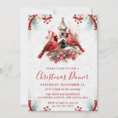 Elegant Cardinal Christmas Dinner Invitation Kaart (Voorkant)