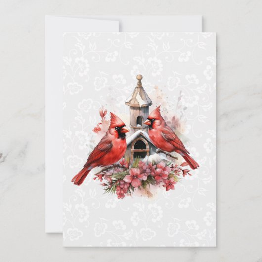 Elegant Cardinal Christmas Dinner Invitation Kaart (Achterkant)