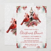 Elegant Cardinal Christmas Dinner Invitation Kaart (Voorkant / Achterkant)