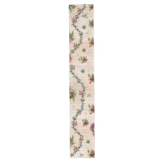 Elegant Cardinal Table Runner with Music Notes Lange Tafelloper (Voorkant)