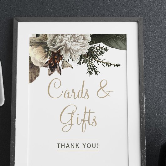 Elegant cards en cadeautjes floral winter bruiloft poster