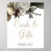 Elegant cards en cadeautjes floral winter bruiloft poster (Voorkant)