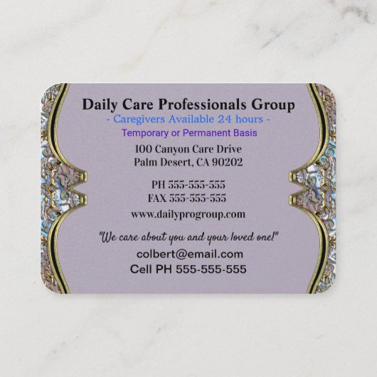 Elegant Caregiver Petal Professional Visitekaartje (Achterkant)