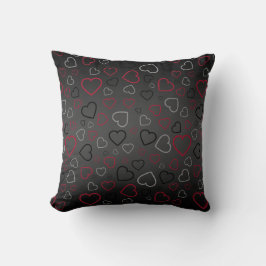 Elegant Carmin Red Gray Black Hearts patroon Kussen