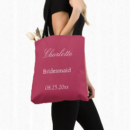 Elegant Carmine Magenta Bridesmaid Canvas tas