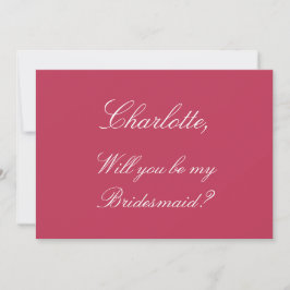 Elegant Carmine Magenta Bridesmaid-kaartje Kaart