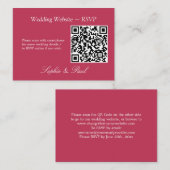 Elegant Carmine Magenta QR Code Website RSVP Kaart (Voorkant / Achterkant)