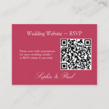 Elegant Carmine Magenta QR Code Website RSVP Kaart