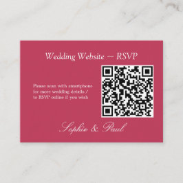 Elegant Carmine Magenta QR Code Website RSVP Kaart