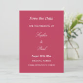 Elegant Carmine Magenta Wedding Save the Date (Staand voorkant)