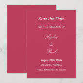 Elegant Carmine Magenta Wedding Save the Date (Voorkant / Achterkant)