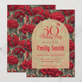 Elegant Carnation Accent Adult Birthday Kaart (Voorkant / Achterkant)