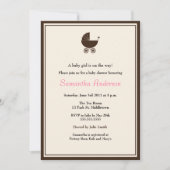 Elegant Carriage Baby shower Invitation - Girl Kaart (Voorkant)