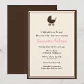 Elegant Carriage Baby shower Invitation - Girl Kaart (Voorkant / Achterkant)