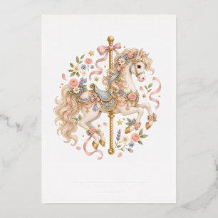 Elegant Carrouselpaard Frans Sprookje Folie Feestdagenkaart