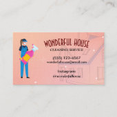Elegant Cartoon House Cleaning Service Visitekaartje (Voorkant)
