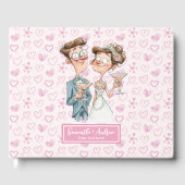 Elegant Cartoon paar bruiloft gastenboek (Voorkant)