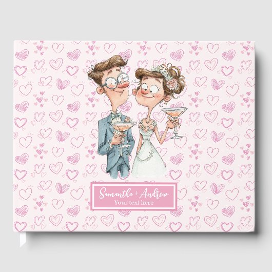 Elegant Cartoon paar bruiloft gastenboek (Voorkant)