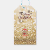 Elegant, Cartoon rendier, Glittery Bokeh Cadeaulabel (Voorkant)