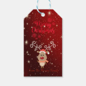 Elegant, Cartoon rendier, rood, enkels Cadeaulabel (Voorkant)
