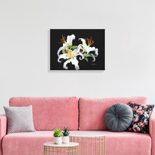 Elegant Casablanca White Oriental Lilies Canvas Afdruk (Insitu (Woonkamer))