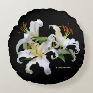 Elegant Casablanca White Oriental Lilies Rond Kussen